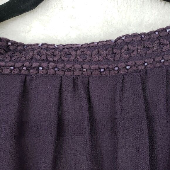 Soft Surroundings Blouse Womens Medium Sheer Beaded Tunic Boho Peasant Top - Picture 6 of 11